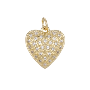 18K gold-plated heart pendant with micro-paved cubic zirconia sparkling details