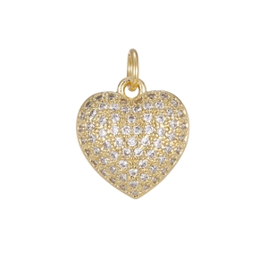 Exquisite 18K gold plated heart pendant with pavé set white cubic zirconia stones