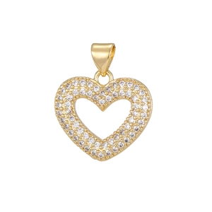 Exquisite 18K gold-plated hollow heart pendant with pavé-set cubic zirconia stones