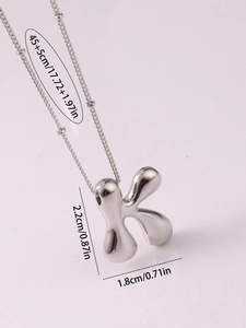 Polished silver balloon letter K pendant necklace dimensions with bead chain detail
