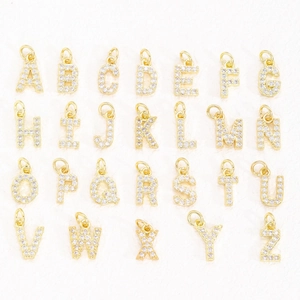 Glimmende Koperen Zirconia Engelse Alfabet Letter Hanger Voor Ketting Armband DIY Sieraden Maken Bevindingen Kleine Initiële Charms