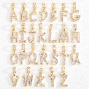 Set pendenti 26 lettere hip hop oro con scintillanti pietre di zirconia cubica
