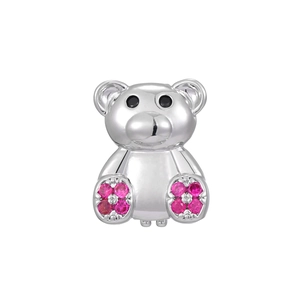 Detailansicht Bären-Anhänger mit rosa Steinen für 10mm Edelstahl-Armband-Zubehör