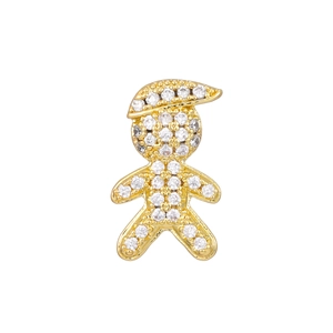 Close-up of golden doll charm with white cubic zirconia for DIY 10mm watch band