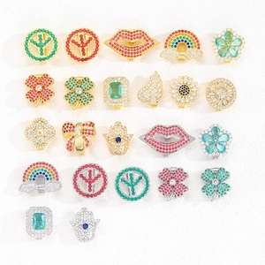 DIY 10mm stainless steel bracelet charms featuring crystal rainbow and floral icons