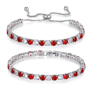 Set di Bracciali Tennis in Zirconia Multicolore Per Donna Placcato Argento Bracciale Bolo Regolabile E Bracciale a Maglia