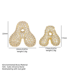 Detailed comparison of large and small 18k gold plated A-letter zircon bubble pendants