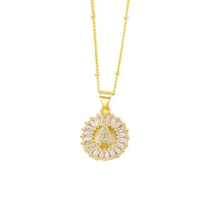 Gold plated necklace with iced out letter A pendant and sparkling cubic zirconia stones