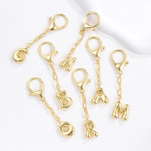 Ciondoli a forma di bolla d'oro 18K con lettere dell'alfabeto 3D lucide G H B A O R M