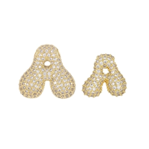Gold 18k plated 26 letters bubble pendant necklace with micro-pave cubic zirconia