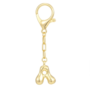 Portachiavi lettera A a palloncino placcato oro 18K con finitura lucida a specchio