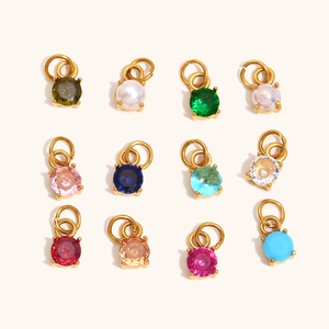 Roestvrij Staal 18K Verguld Kleine Edelsteen Hanger Rond Strass Kunstparel Charms Voor DIY Sieraden Maken Accessoires