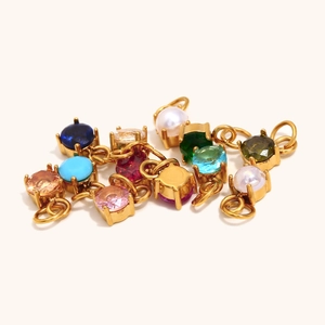 18K vergulde roestvrijstalen bedeltjes met kleurrijke edelstenen voor DIY-sieraden maken
