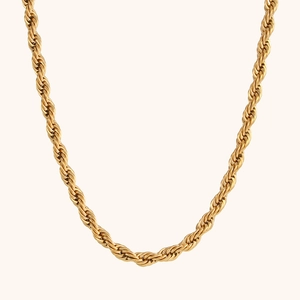 Collier Chaîne Corde en Acier Inoxydable Plaqué Or 18K Minimaliste pour Femmes Bijoux de Mode Chaîne de Clavicule Torsadée Cadeau