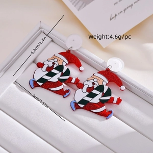 Glitzernde rote Weihnachtsmann Acryl-Ohrhänger mit 6,2 cm Höhe für Weihnachten