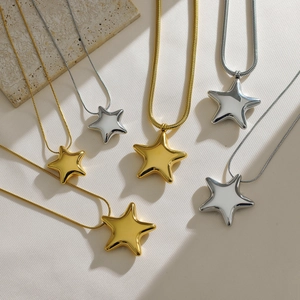 Minimalistische Roestvrijstalen Ster Hanger Halsketting Voor Vrouwen Hoog Gepolijste Slangenketting Geometrische Sieraden Goud Zilver