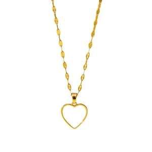Collier avec pendentif coeur doré en nacre et une élégante chaîne à maillons ovales