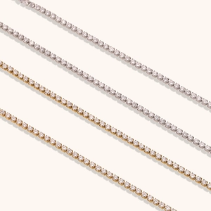 Classic 2mm 18K gold and silver plated stainless steel tennis chains with zircon inlay