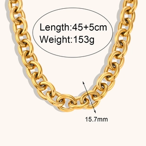 Collana a catena hip hop placcata oro 18K, larghezza 15,7mm con info su peso e misura