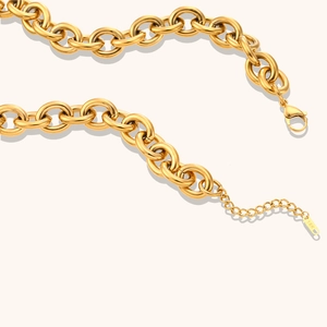 Collana a catena spessa in acciaio inossidabile placcato oro 18K con chiusura a moschettone