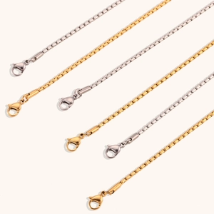 Collier Chaîne Box en Acier Inoxydable 316L Minimaliste pour Femmes Plaqué Or 18K Argent Bijoux de Chaîne DIY