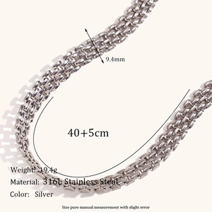 Collana a maglia intrecciata argento in stile cinturino in acciaio inossidabile 316L 40cm