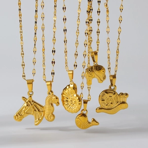 18K gold plated stainless steel necklaces featuring assorted animal pendants in light luxury style