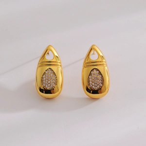 Boucles d'oreilles gouttes plaquées or 18K avec micro-pavage en zircone pour femme