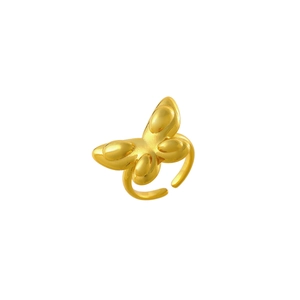 Polierter goldener Schmetterlingsring mit offenem 3D-Flügel-Design für Damen