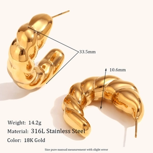 Massive hohle Halbmond-Ohrringe aus 316L Edelstahl mit edler 18K Goldbeschichtung