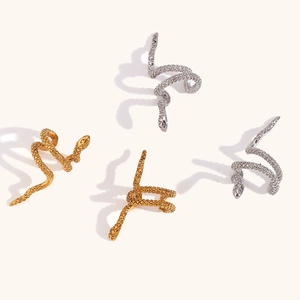 Personalized 316L Stainless Steel Snake Ear Cuff With Scale Texture 18K Gold Silver Plated Spiral Ear Clip Fashion Jewelry
