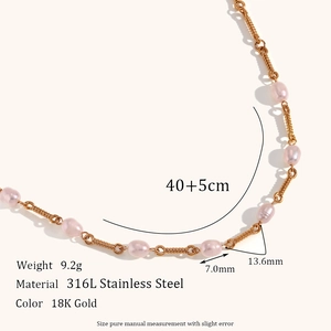 Halskette aus 18K vergoldetem Edelstahl mit Süßwasserperlen und 40+5cm verstellbar