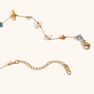 Collier minimaliste en acier inoxydable plaqué or 18 carats avec pierres naturelles colorées
