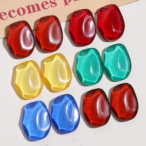 Vibrant irregular resin pebble beads with cat-eye luster for DIY jewelry making
