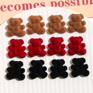 DIY flocked resin teddy bear charms for hair clips and phone cases in a 12-piece set