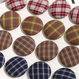 Japanese style round fabric plaid buttons for DIY hair clips and fashion accessories