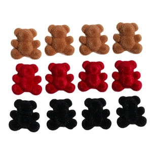 DIY velvet flocked bear resin patches for earrings and crafts in brown, red, and black