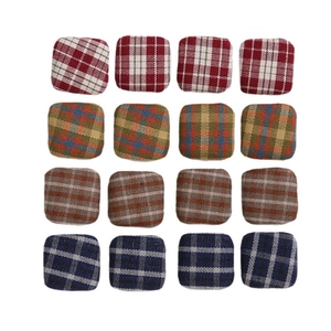 Set of 16 square plaid fabric buttons for DIY hair clips and fashion accessories