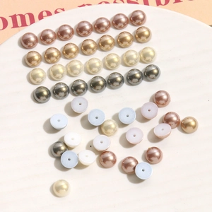 8mm champagnerfarbene Acrylperlen mit flacher Rückseite und Mittelloch für DIY-Schmuck