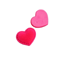 Pink heart-shaped velvet patches for DIY hair accessories and garment decoration