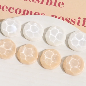 Water ripple round resin buttons for DIY crafts in pearl white and champagne gold