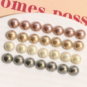 Set aus 8mm Kunstperlen Cabochons in Champagner und Roségold für DIY Schmuckherstellung