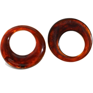 Pendientes redondos de resina retro con textura de carey ámbar para mujeres