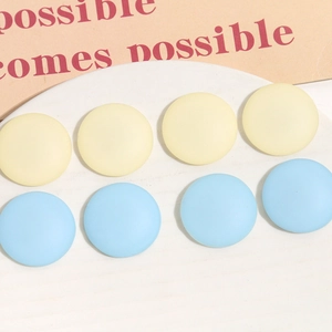 Set of 26mm matte resin round flatback beads for DIY hair clips in blue and yellow