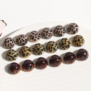 Fashionable leopard print acrylic half-round beads for DIY jewelry and hair accessories