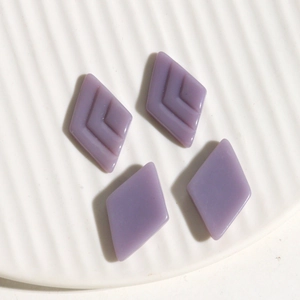 Lavender resin rhombus charms with chevron texture and smooth finish for DIY jewelry