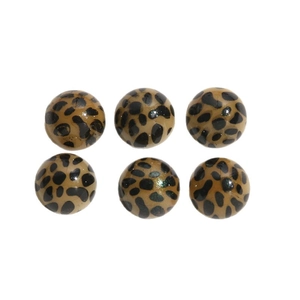 Set of six round leopard print acrylic beads for DIY jewelry and hair accessories