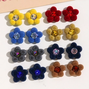 Set aus 8 Farben beflockten Blumenzubehör mit Strasssteinen für DIY Ohrringe und Handyhüllen