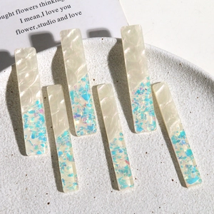 Barrette à cheveux française en acrylique perlé avec paillettes bleues vertes