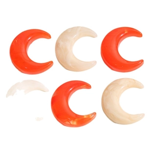 Translucent moon crescent resin accessories in orange and marble cream for DIY jewelry